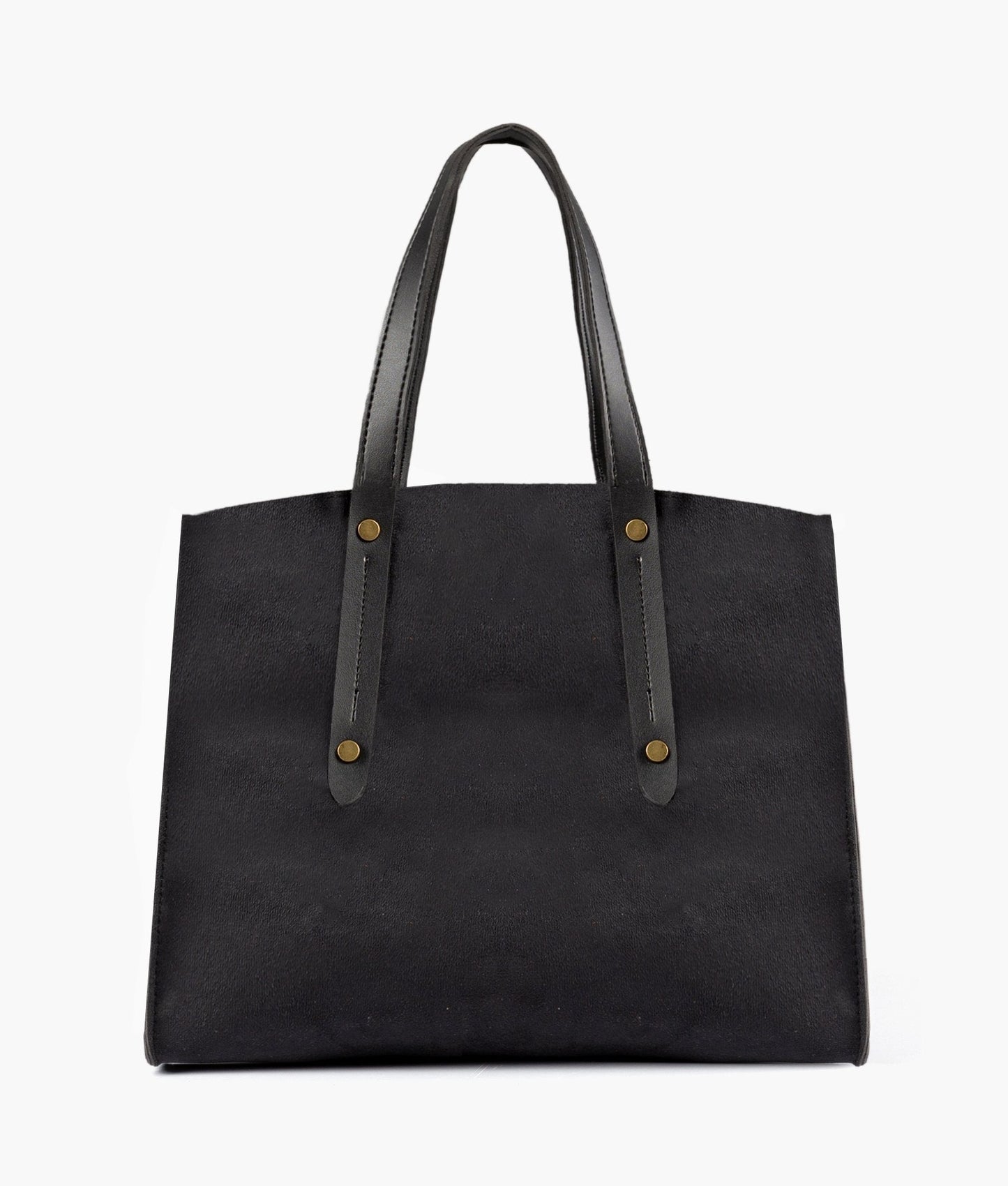 Black suede multi compartment satchel bag