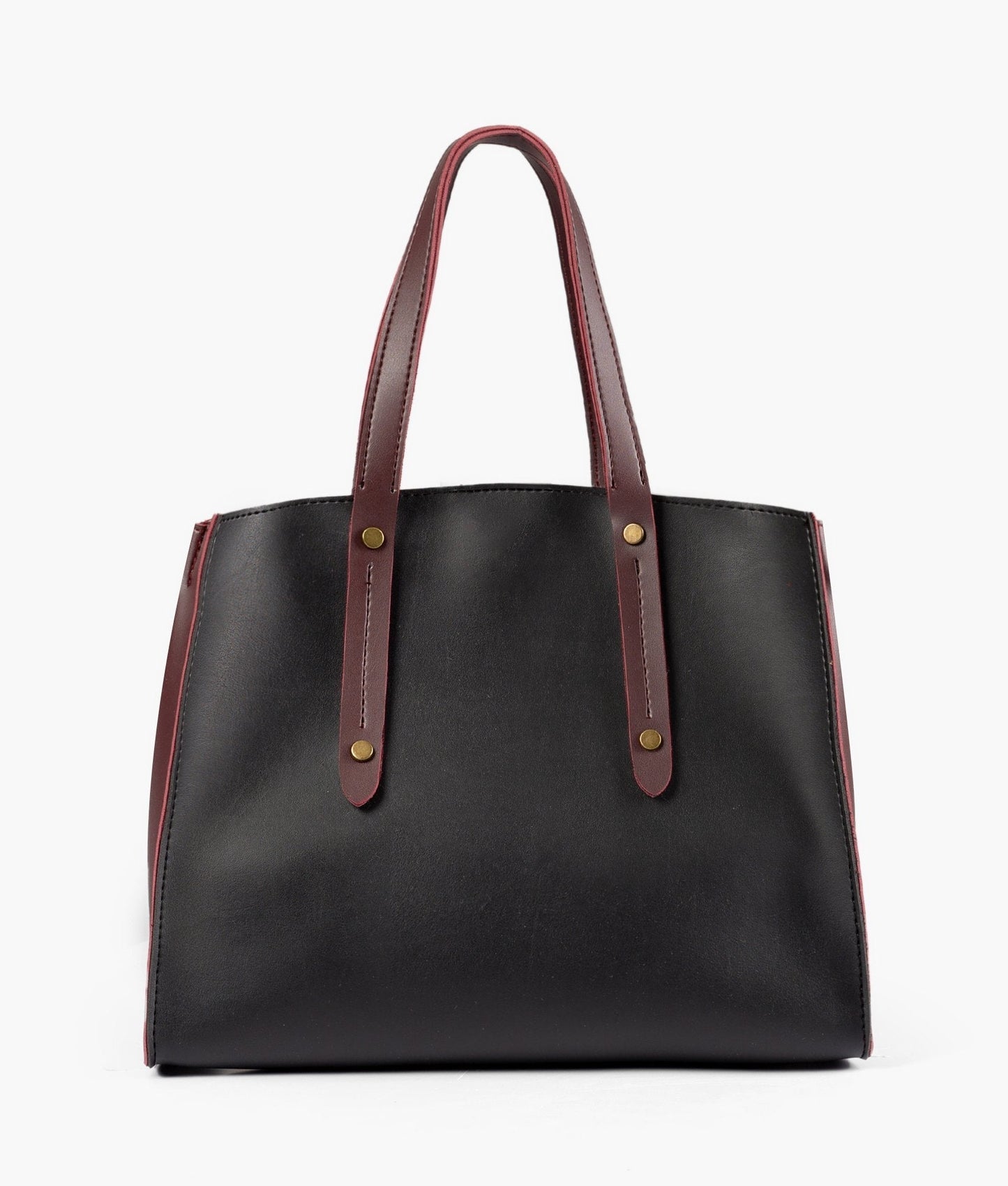 Black with burgundy multi compartment satchel bag