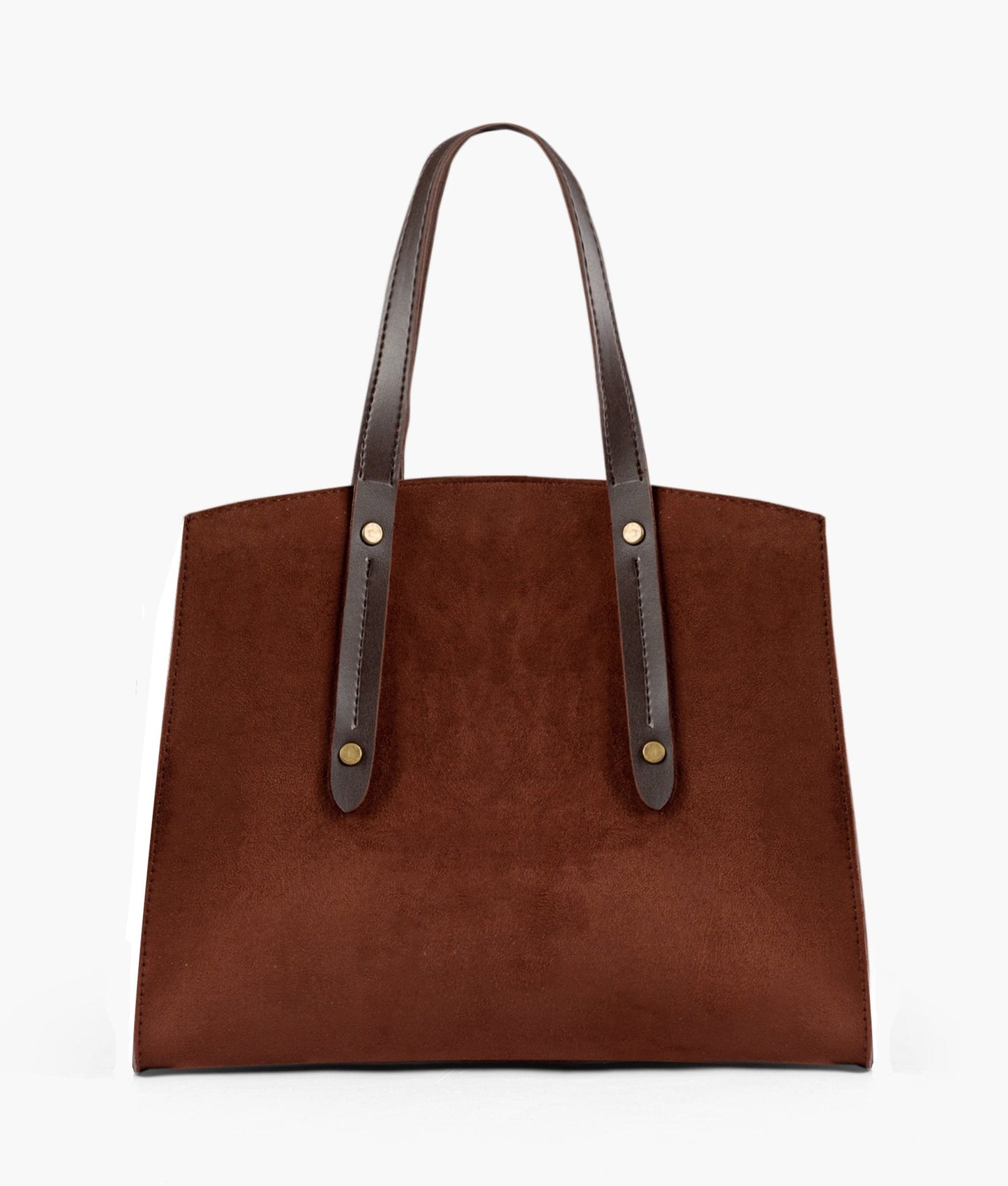 Dark brown suede multi compartment satchel bag