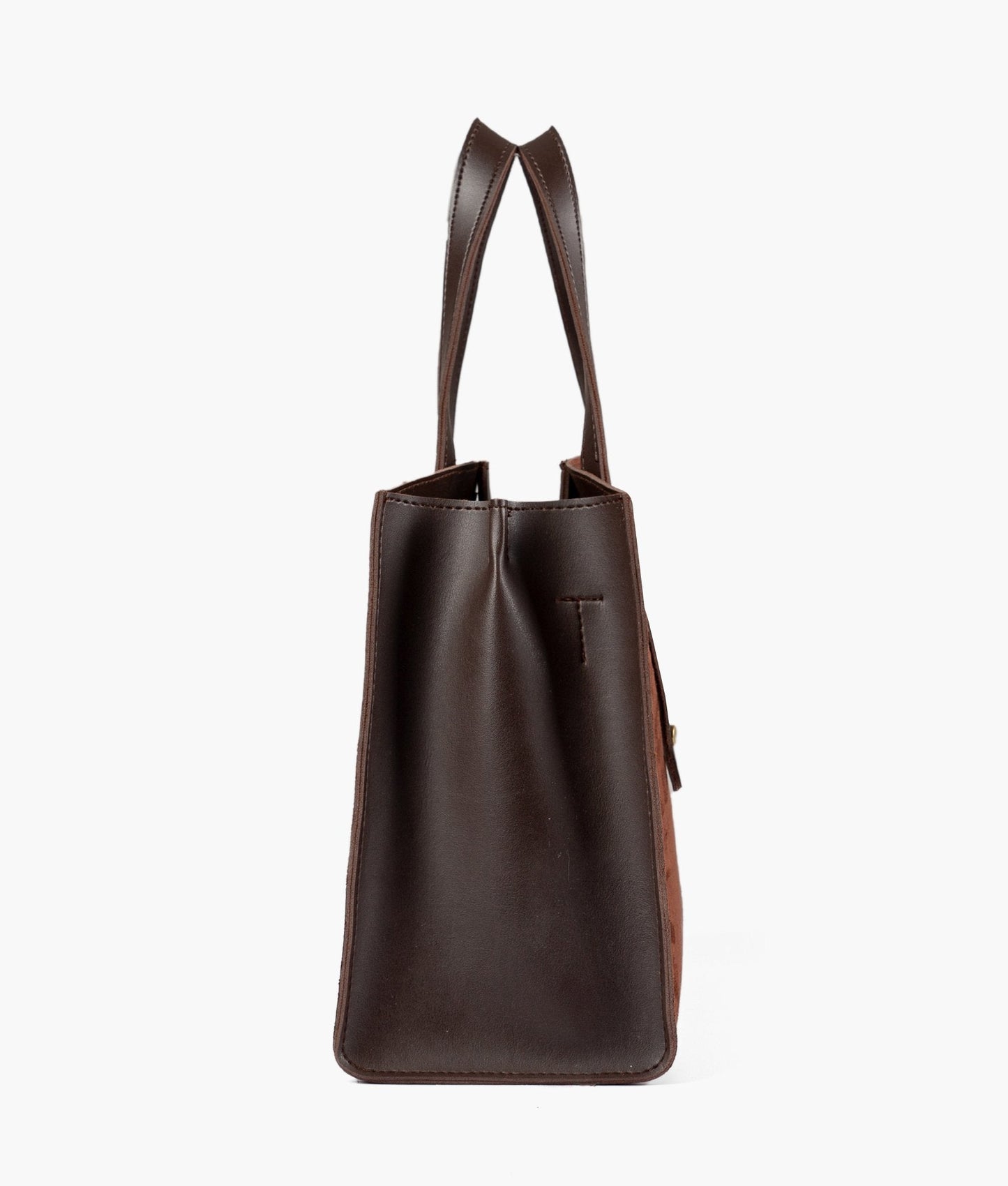 Dark brown suede multi compartment satchel bag