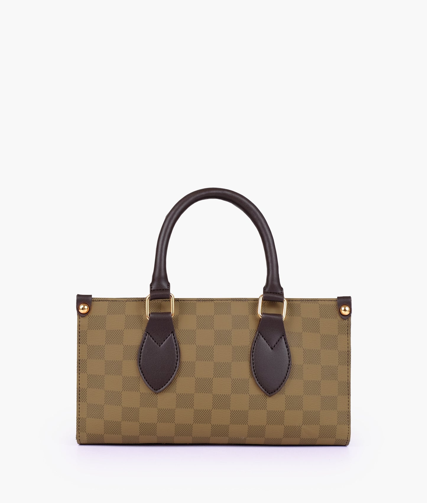 Brown checkered on-the-go mini bag