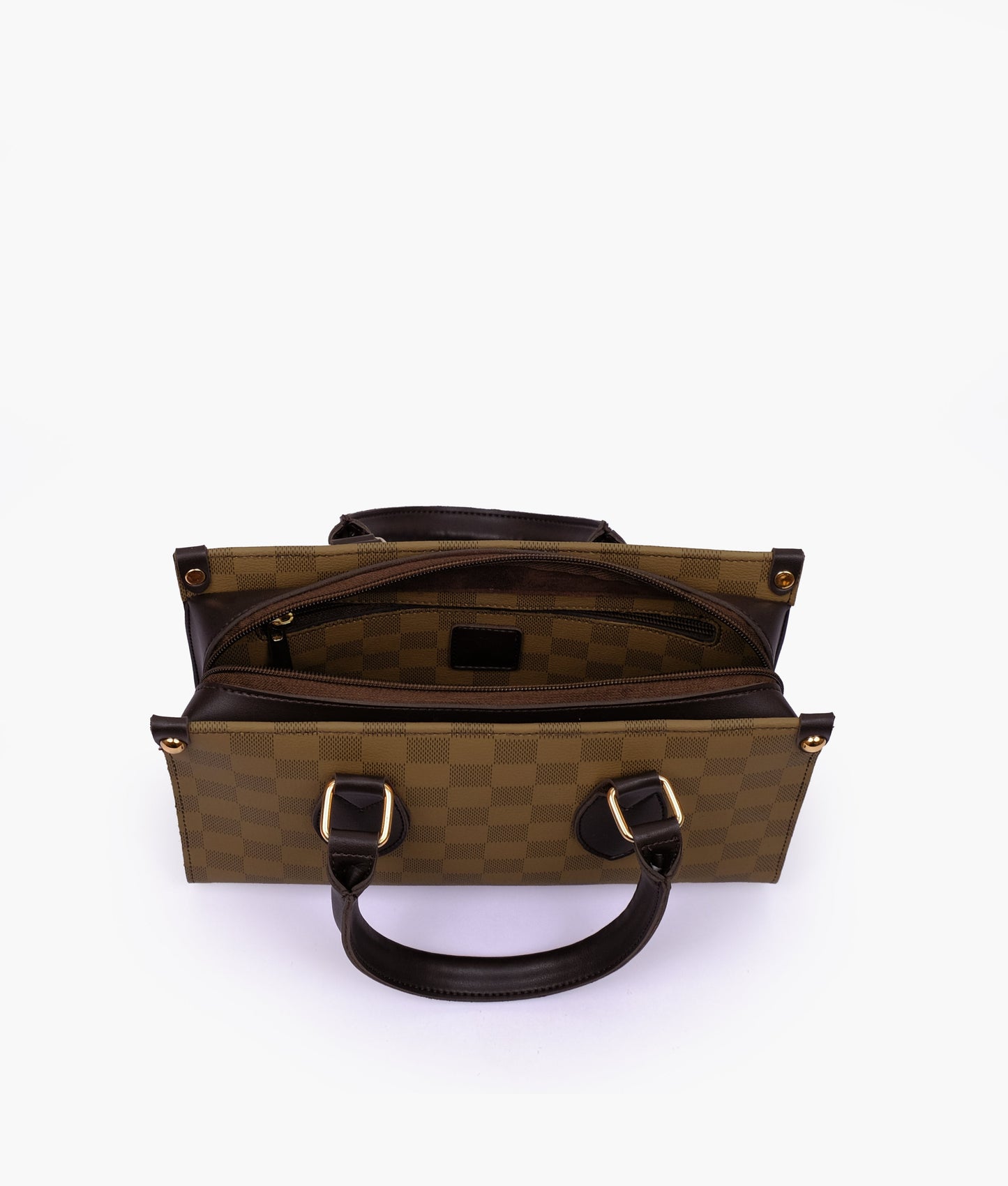 Brown checkered on-the-go mini bag