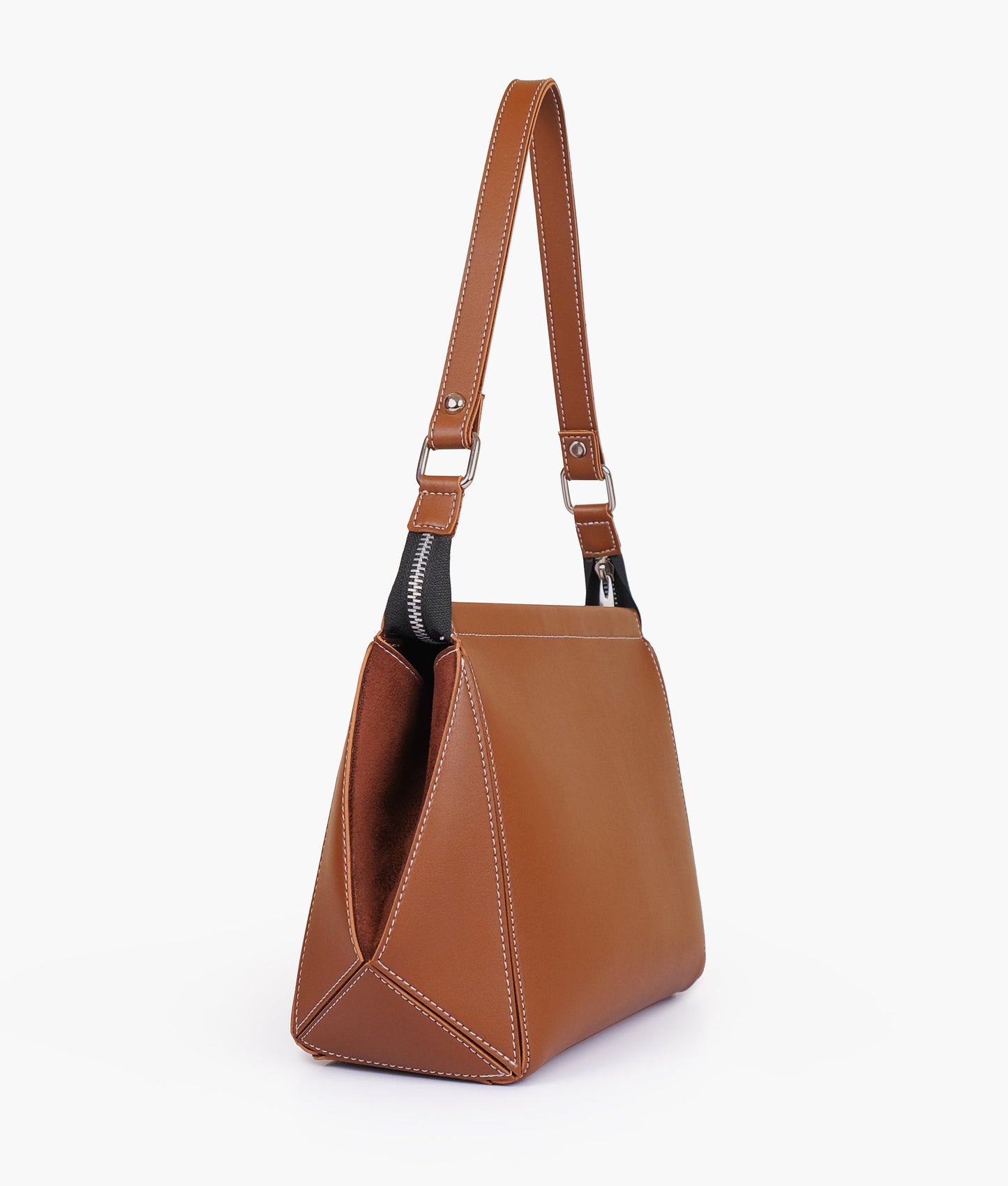 Brown suede trio twist handbag