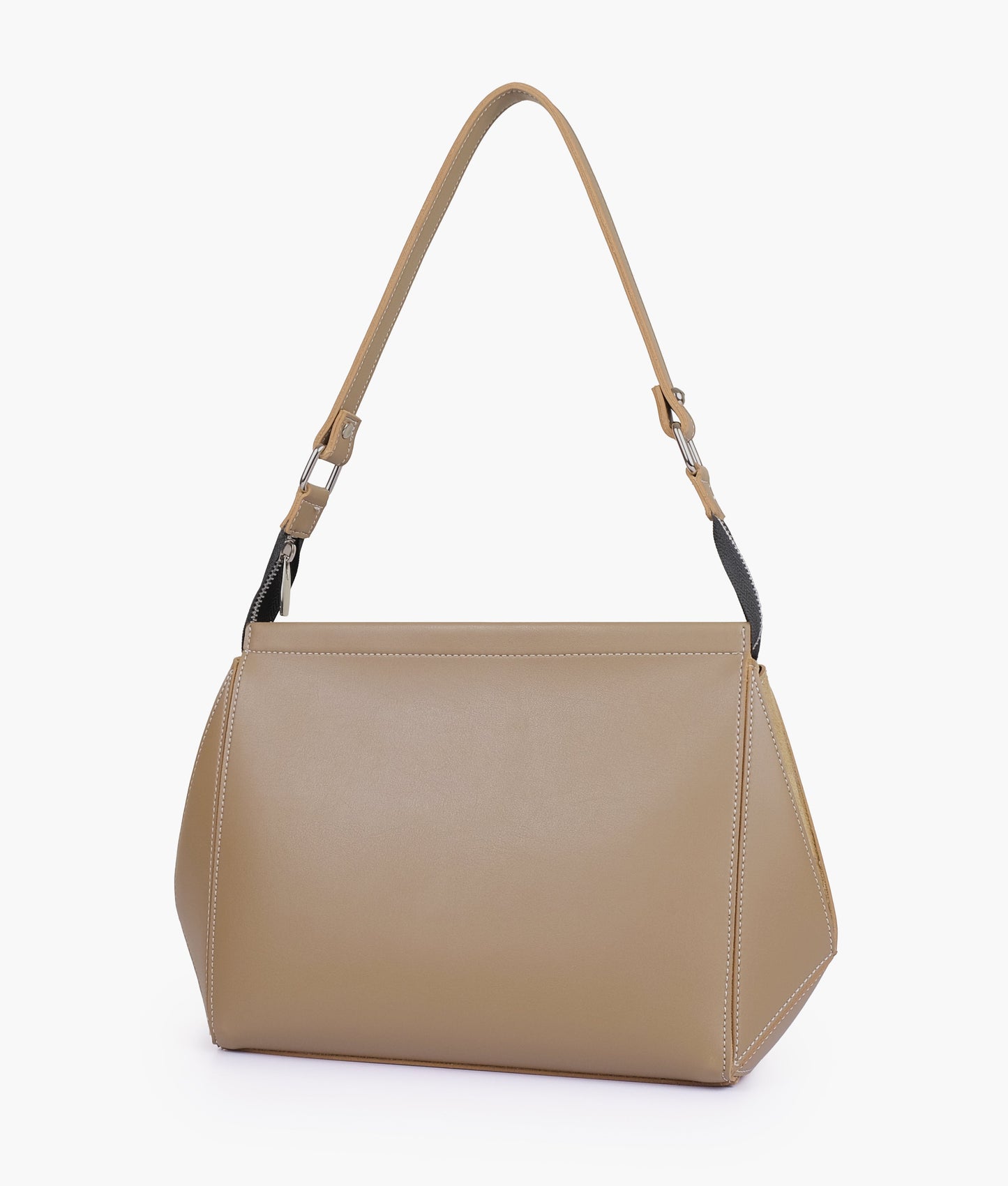 Coffee suede trio twist handbag