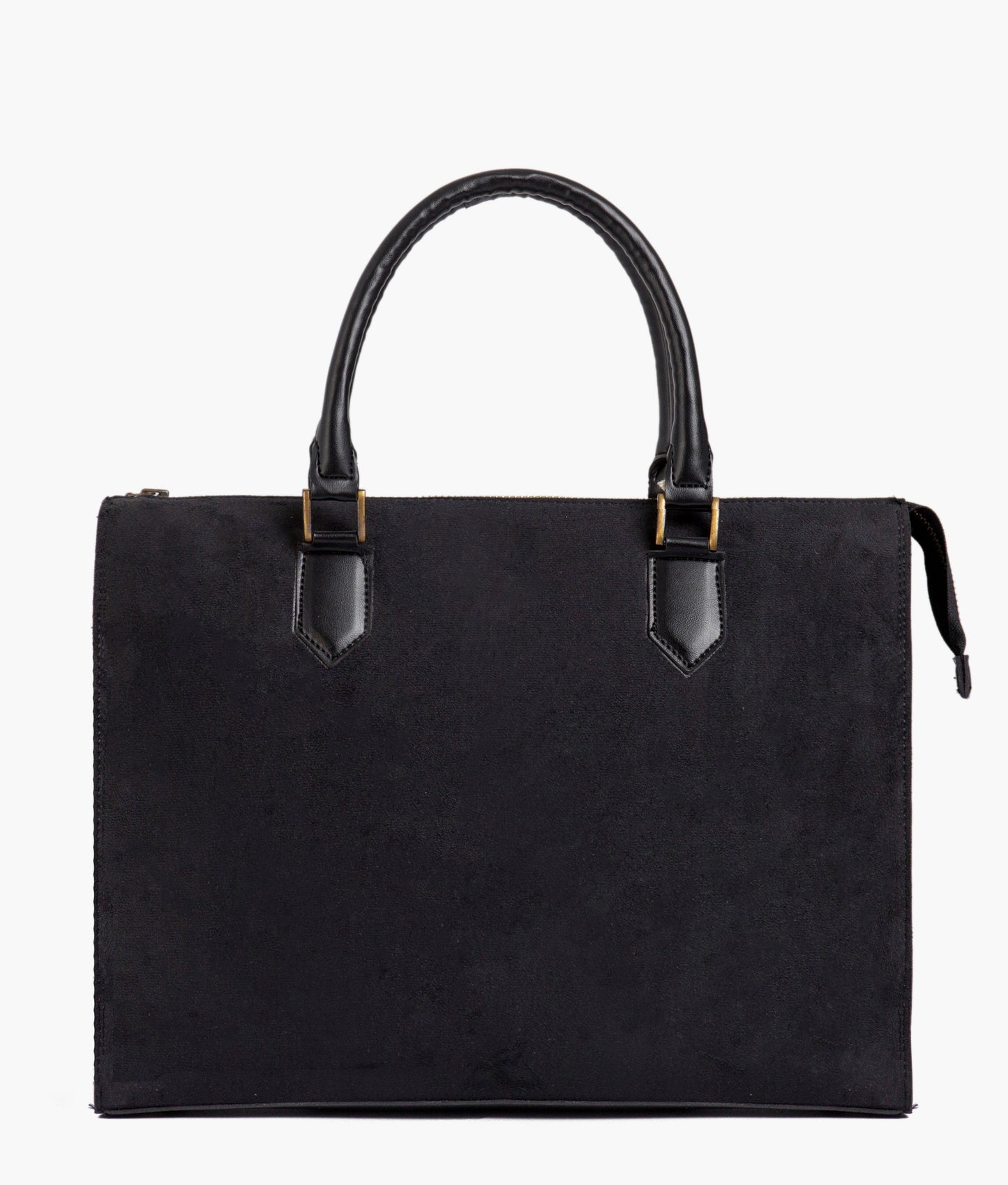Black suede workplace handbag