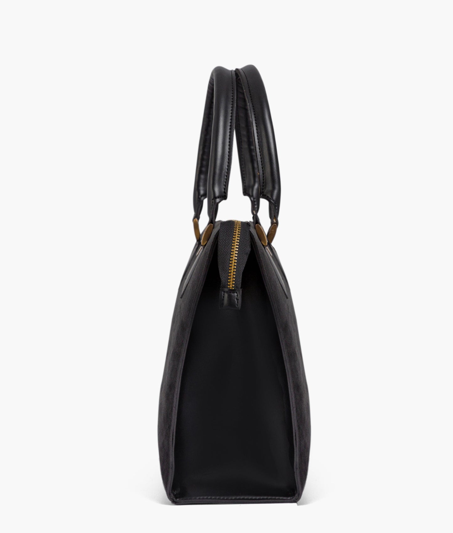 Black suede workplace handbag