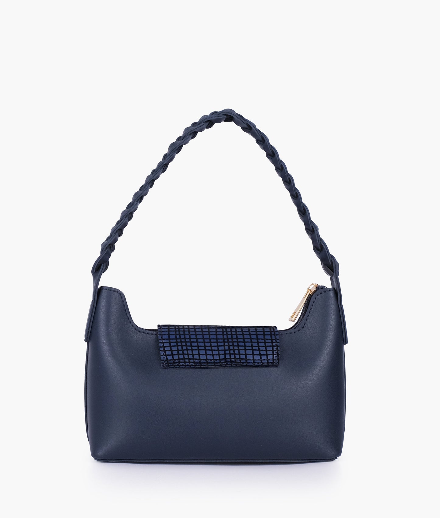 Blue purse with braided strap