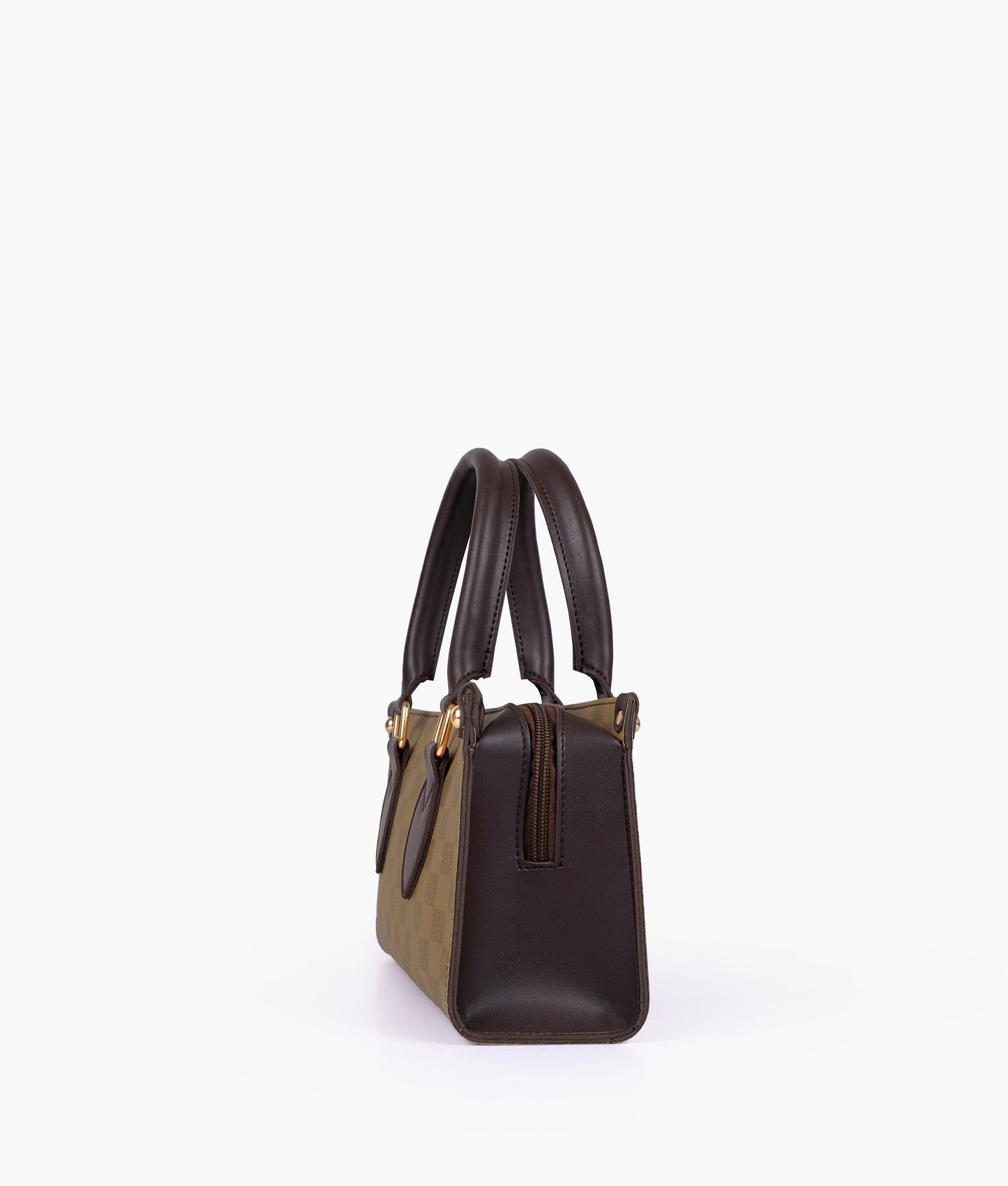 Brown checkered on-the-go mini bag